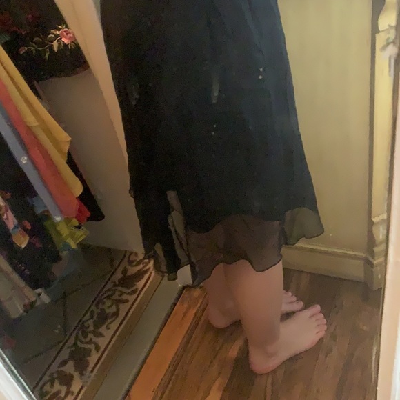 VINTAGE BETSEY JOHNSON BLACK SILK LACE ASYMMETRICAL MINI MIDI SKIRT XS S 4 NWT - Picture 9 of 9